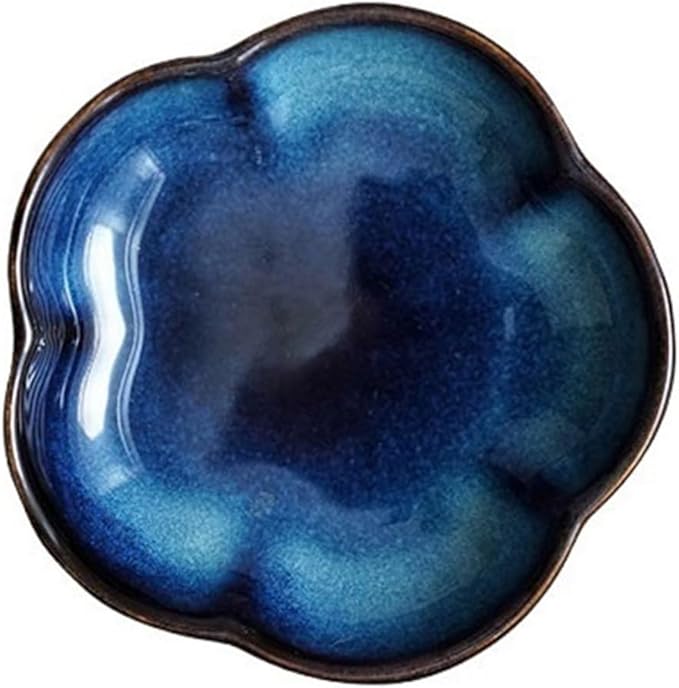 Sauce Dish Creative Plum Blossom Shape Plate Ceramic Tableware Household Dipping Sauce Dish Restaurant Barbecue Dipping Dish Snack Plate(A)