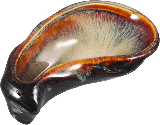 Milisten Ceramic Oyster Plate Vintage Style Rustic Glaze Small Serving Dish for Appetizers Seafood and Caviar Presentation