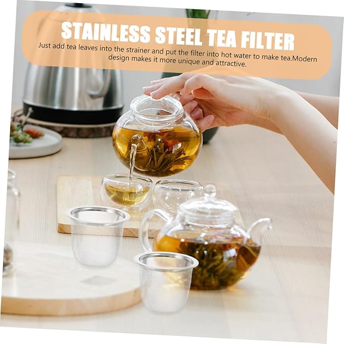 IMIKEYA 10 Pack Tea Strainer Stainless Steel Teapot Infuser Reusable Tea Filters Mesh Tea Strainer for Easy Brewing