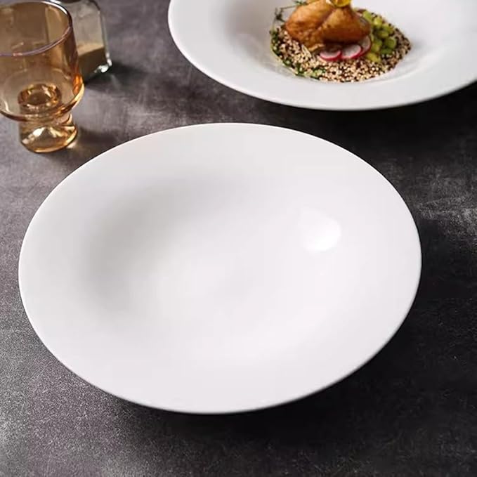 SONGCHAO Party Supplies Simple Tall Soup Plate Hotel Club Cooking Plate Tableware Chinese Dinner Plate Ceramic Deep Soup Plate Party Plates (Size : Large)