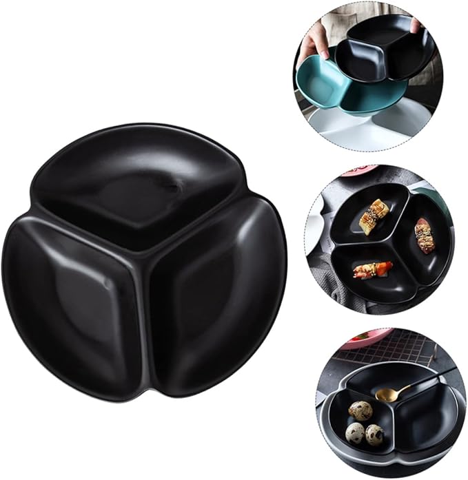 LIFKOME 1pc Separate Porcelain Plates Serving Trays Appetizer Plates Snack Fruit for Home Easy to Clean Material No Burrs for Family Restaurant Cafe