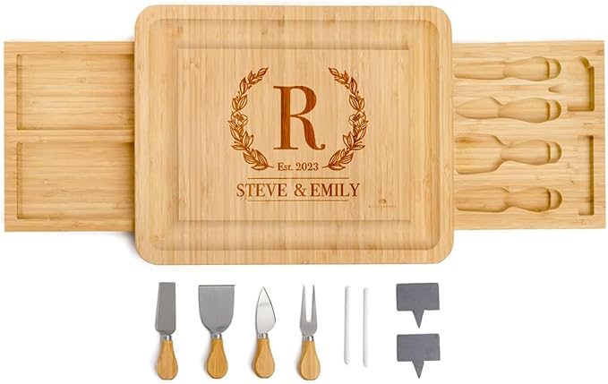 Personalized Charcuterie Board, Custom Bamboo Engraved Cheese Board, Customized Gifts, Bridal Shower Gifts, Perfect for Personalized Wedding