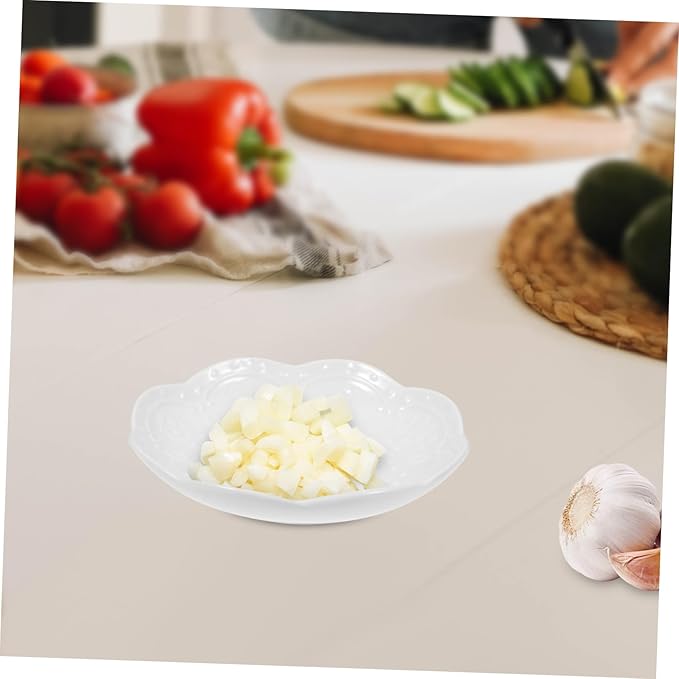 2pcs Ceramic Appetizer Plates Embossed Flower Sauce Dishes Porcelain Plates Multi-