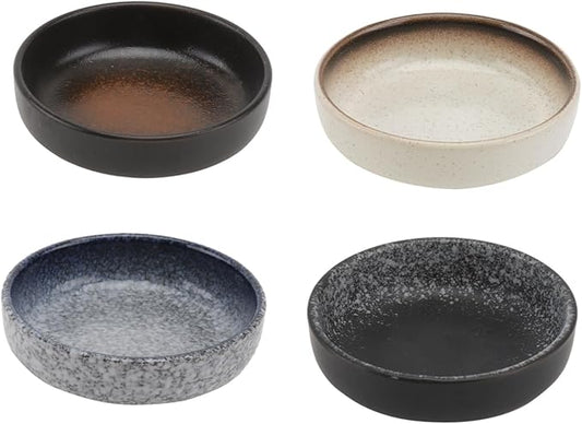 GLEAVI 4pcs Eco-friendly Food-grade Condiment Dish Ceramic Plates for Sauce Flavor and Appetizer Serving
