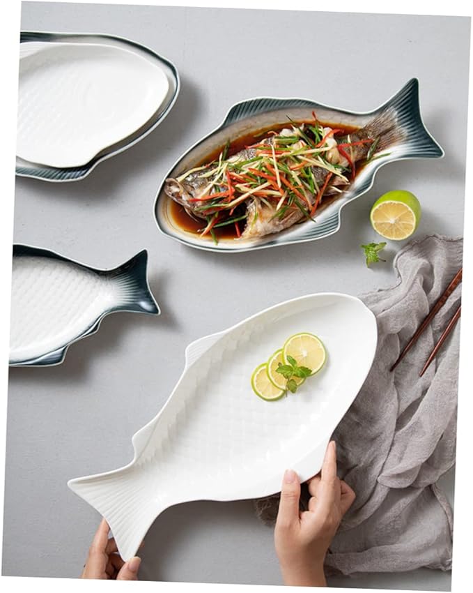 Zerodeko Ceramic Fish Shaped Dish Creative Plate for Snack Storage Unique Design for Home and Restaurant Use Eye-catching Serving Tray for Parties and Gatherings