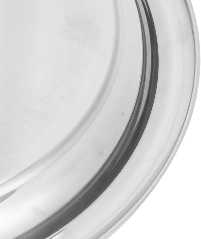 Round Serving Tray, 35cm Stainless Steel Mirror Polished Rustproof Bar Tray, Decorative with Elegant Arc Design for Serving Drinks Snacks Desserts and As Coffee Table