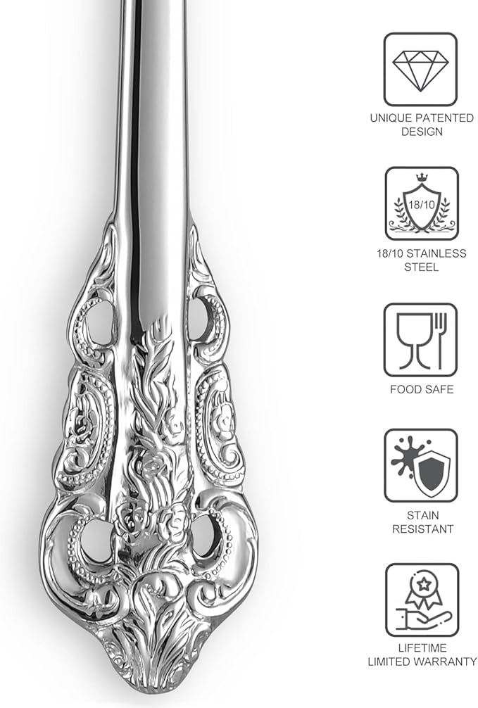 KEAWELL Luxury 5.9" Appetizer Forks, 18/10 Stainless Steel, Set of 4, Gorgeous Cocktail Forks/Dessert Forks (Silver)