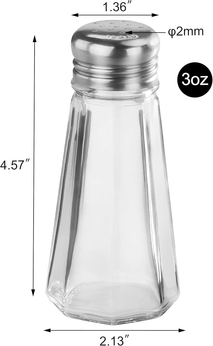 New Star Foodservice 531964 Glass Salt and Pepper Shaker with Stainless Steel Mushroom Top, 3-Ounce, Set of 12