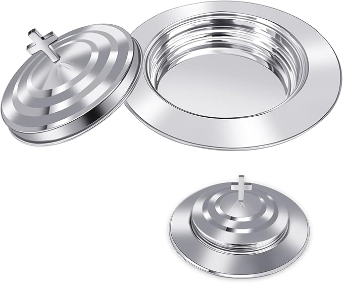 Upgraded Communion Tray and Cover Set for Churches,Bread Tray,Stainless Steel Communion Set Supplies (Silver-Bread Tray and Cover Set)