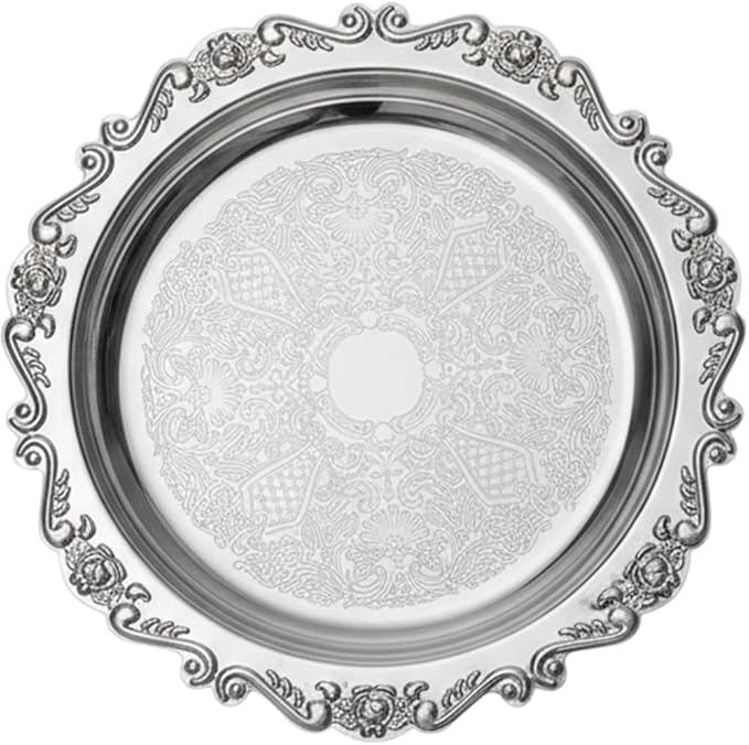 Metal Food Serving Trays Small Instrument Jewelry Tray Silver Fruit and Dessert Plates for Wedding, Hotel, Christmas Candy Display