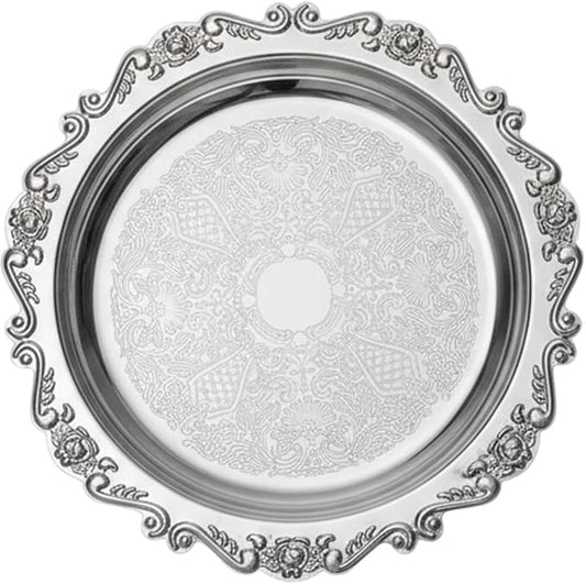 Metal Food Serving Trays Small Instrument Jewelry Tray Silver Fruit and Dessert Plates for Wedding, Hotel, Christmas Candy Display