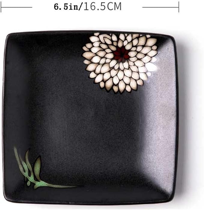 Modern Large Dinner Plates Serving Plate Breakfast Plate 6.5-inch Ceramic Small Square Plate Ceramic Dish Home Snack Plate Stackable Dinner Plates(B)