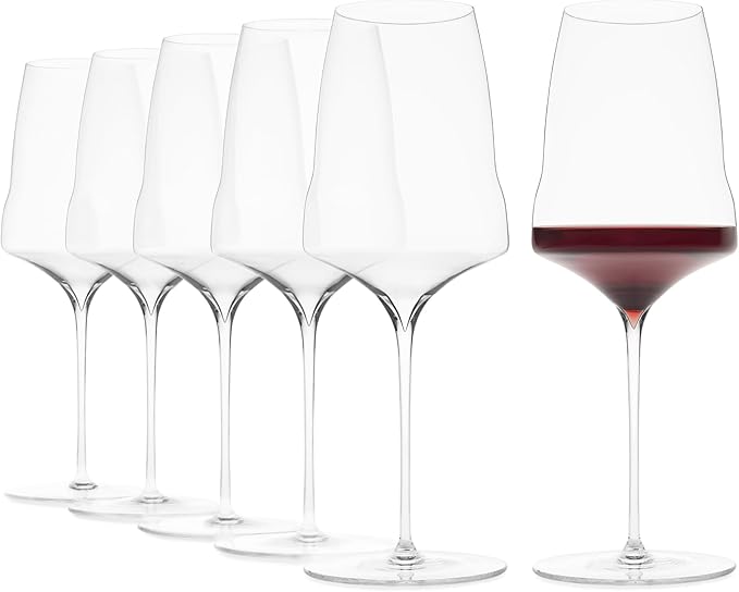Josephinenhütte® JOSEPHINE N° 2 Wine Glasses [THE GLASS FOR CONNOISSEURS] – handcrafted & mouth-blown – set of 6 for medium-bodied white, rosé, and red wine – functional design for intense aroma