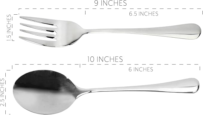 Cornucopia Brands Serving Spoons & Large Serving Forks Set (4 pack, 2 of each); Buffet & Banquet Style Elegant Classic Serving Utensils