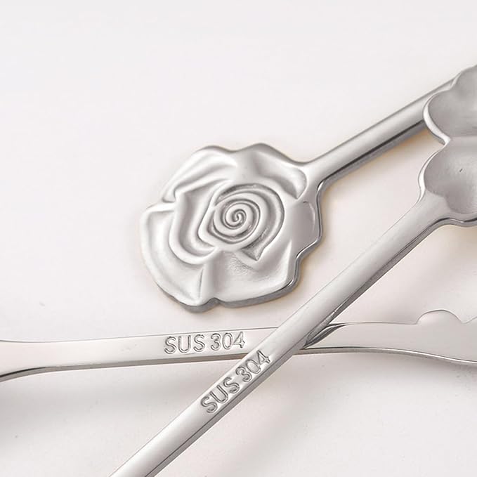 Stainless Steel Coffee Dessert Spoon, Cute Demitasse Spoons for Stirring, Creative Flower Sugar Spoon, 4 Pieces