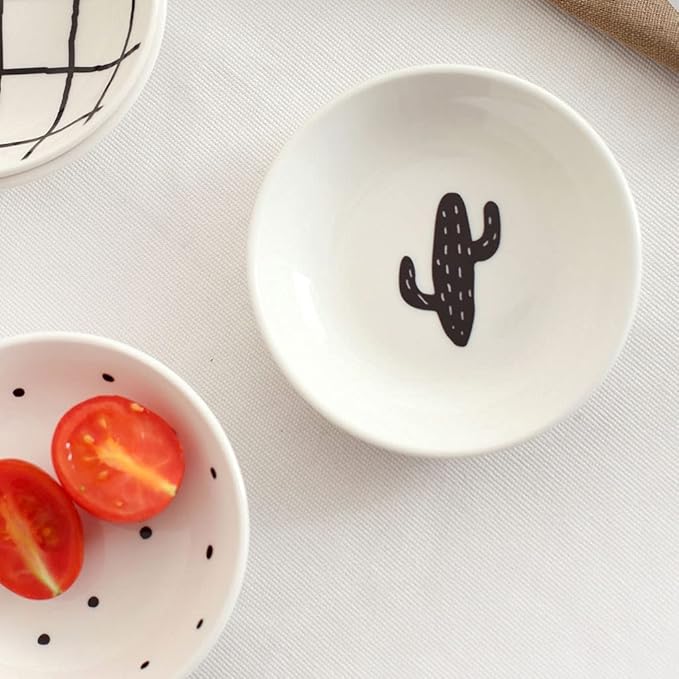 Salad plate Set of 3 Ceramic Sauce Dish Soy Sauce Appetizer Plates Side Dishes Dipping Bowls Serving for Snack Dessert Fruit Appetizer and Condiment Plastic plate ( Color : A , Size : 3.94x0.98in )