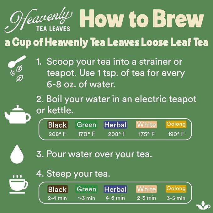 Heavenly Tea Leaves Organic Moringa, Loose Leaf Herbal Tea, 4 oz. (Approx. 50 Cups of Tea) - Delicious Hot or Iced, Naturally Caffeine Free, Premium Quality, Wellness Support