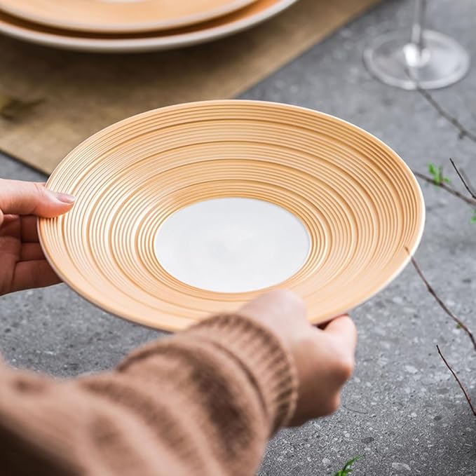 SONGCHAO Party Supplies Western Dinner Plate, Steak Plate, Dish Plate, Household Salad Deep Plate, Ceramic Creative European Tableware Party Plates (Size : Large)