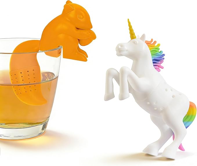 Fun Unicorn and Squirrel Tea Infuser, Reusable tea steeper for loose tea Let you enjoy a pleasant afternoon tea time (Unicorn + Squirrel)