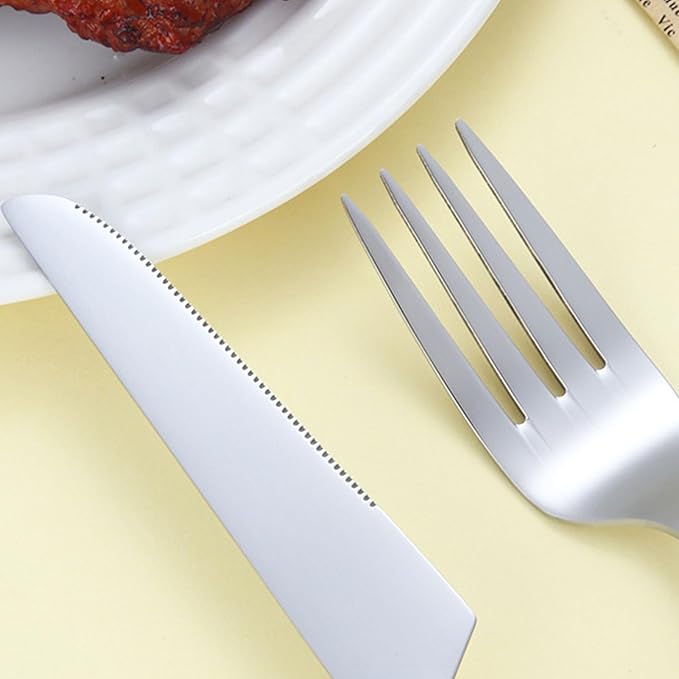 Silverware Set, Spoon and Fork Set Flatware Set Stainless Steel Cutlery Set with Ceramic Pearl Handles for Home Restaurant Hotel