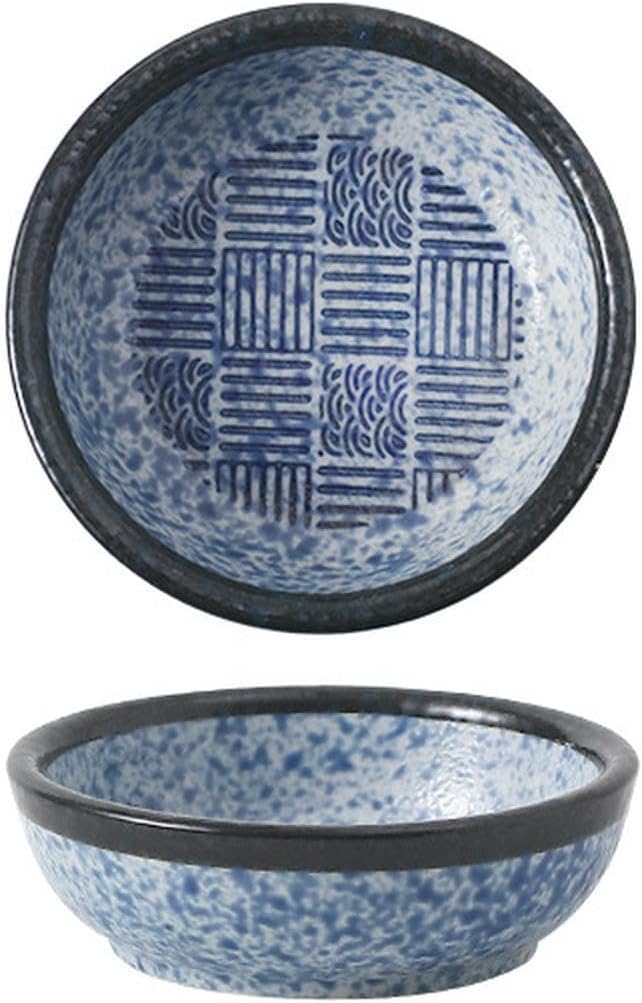 Japanese household ceramics simple underglaze color creative personality exquisite dish -4 inch round dish (plaid)