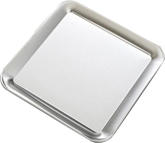 Appetizer Tray, Stainless Steel Food Serving Tray Rectangular Mirrored Silver Tray Decorative Serving Platters for Party Fruit Cake(L)