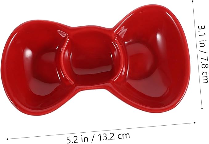 Amosfun Three Grid Seasoning Plate Butterfly Knot Design Porcelain Condiment Dish Sauce Compartments for Dipping Vinegar and Sauce Serving for Appetizers and Parties