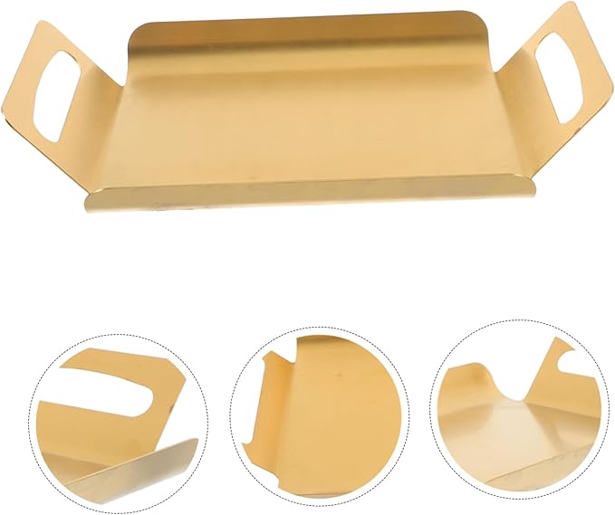 Decorative Stainless Steel Serving Tray with Handles Thickened Buffet Platter for Parties and Events Elegant Design for Snacks Desserts Tea