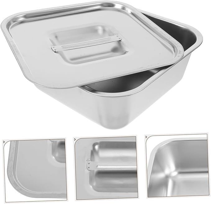 GLEAVI Versatile Round Serving Trays Stainless Steel Square Plate Easy Clean Design for Snacks