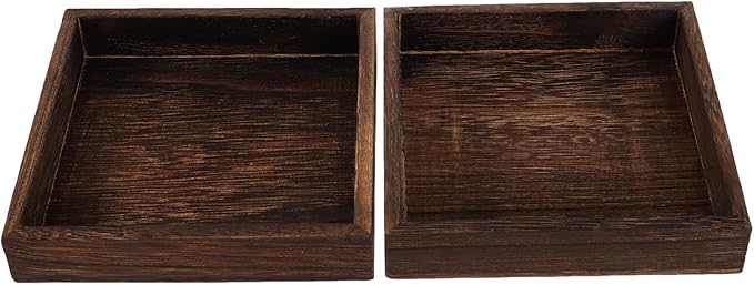 DOITOOL Wooden Jewelry Tray Set of Two Small Solid Wood Vanity Organizer Retro Jewelry Storage Holder for Desktop Decor
