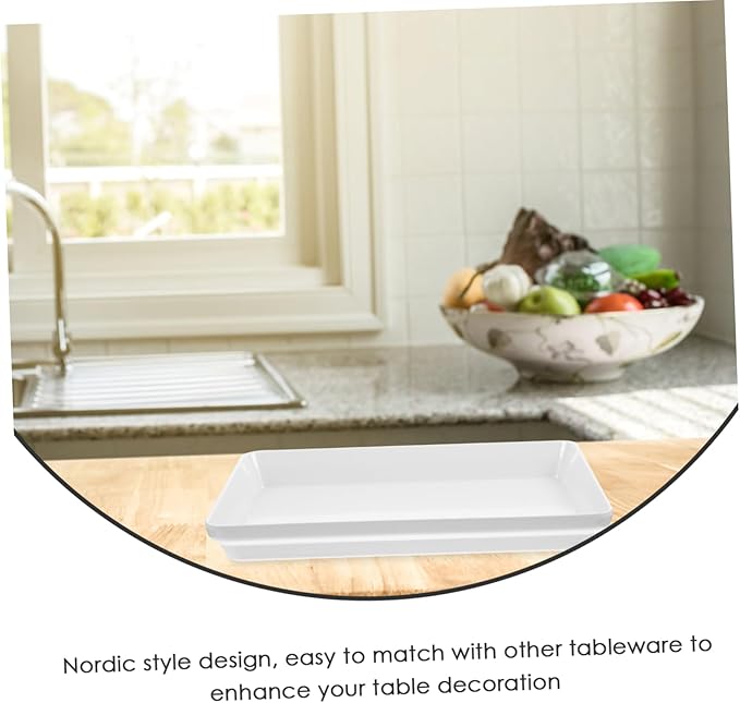 OUNONA Thickened Rectangular Serving Plate Oven Safe Ceramic-Style Snack Dish for Barbecue Pasta and Dinner for Kitchen Parties and Home Dining