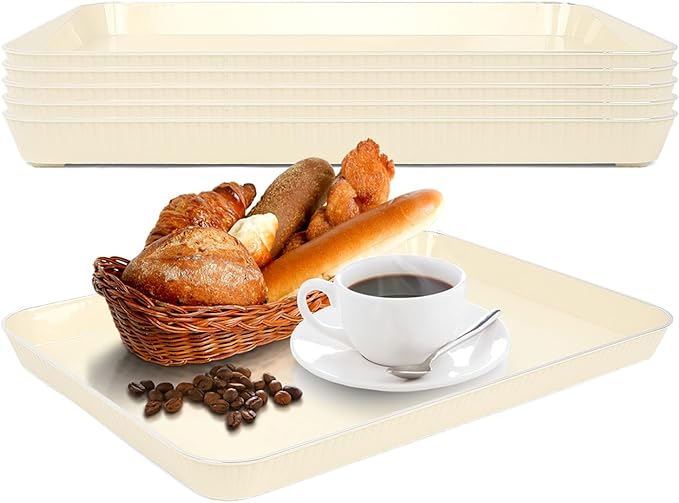 Serving Tray,6 Pack Plastic Serving Trays Food Tray Serving Platter, Party Platters Cafeteria Trays for Party, Kitchen, Entertaining, Fruit, Appetizer (12.2" L x 8.3" W x 0.98" H)