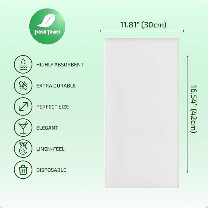 Fresh Towel Folded Disposable Hand Towels for Bathroom | Single-Use Hand Paper Towels for Bathroom Guests, 1/6 Folded | Soft and Absorbent Disposable Napkins (500, White)