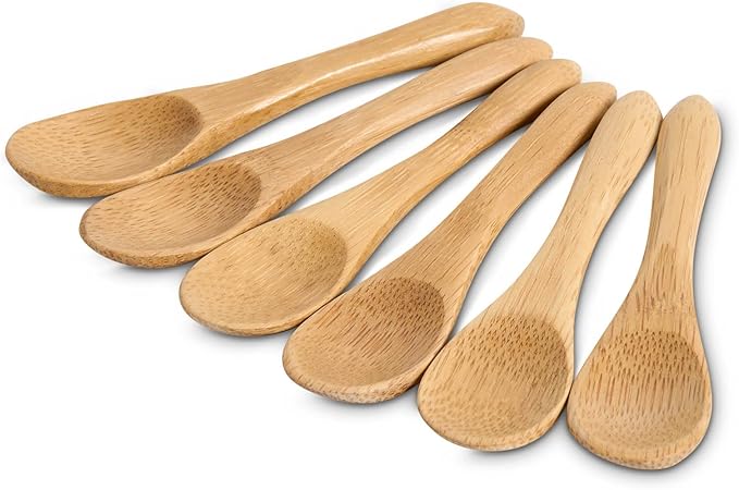 Maison du Fromage Reusable Mini Serving Spoons, Burnished Bamboo, 2 Sets of 6