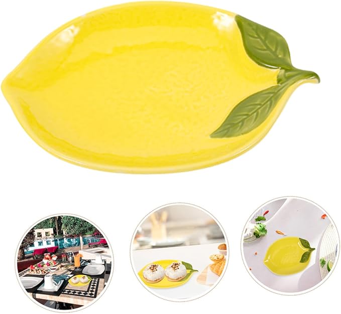 GLEAVI Adorable Lemon Plate Ceramic Dessert Bowl Smooth Surface for Snacks Fruits and Sweets
