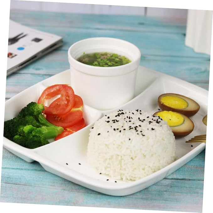 PRETYZOOM Divided Serving Dish Compartment Dinner Plate Ceramic Tableware Food Holder Party Family