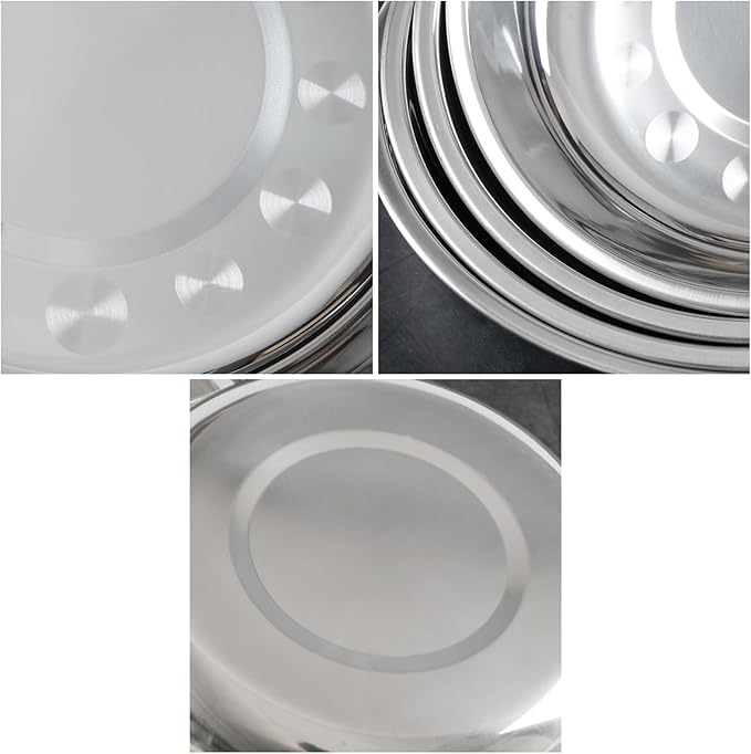 Stainless Steel Dessert Appetizer Plates, Round Lunch Plates, Small Serving Camping Salad Plate for Outdoor Camping, Pack of 4