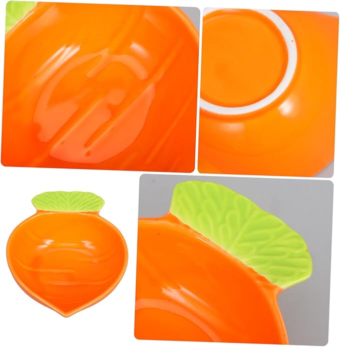 Ciieeo Carrot Shape Ceramic Sauce Dish for Sushi Dipping Small Appetizer Plate for Condiments and Kimchi Cute Porcelain Bowl for Home Dining and Parties