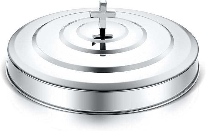 Polished Communion Tray Cover Stainless Steel Silver Holy Cup Tray Cover for Church Serving Plate First Communion Supplies