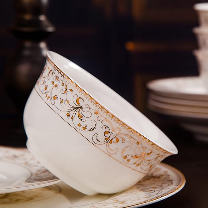 Luxury Stone Ware Tableware Set Tableware Dishes Plates Ceramic Combination Dinner Service Set of Bowls Dessert Plates Soup Plates Dinner Plates 58 Piece
