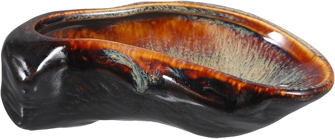 Toyvian Ceramic Oyster Dish Vintage Style Food Plate Small Appetizer Dish for Seafood and Sushi Serving, Rustic Glaze Porcelain Party and Dining Tableware