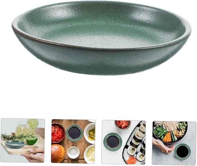 DECHOUS Ceramic Appetizer Serving Tray 8-inch Round Plates Wear-resistant Ceramic Sauce Dish for Dipping for Parties and Restaurants for Snacks and Dried Fruits