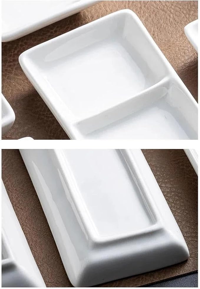 Appetizer Plates White Ceramic Seasoning Dish Sushi Dish Soy Sauce Dish Molecular Cuisine Tableware for Condiment(Large)
