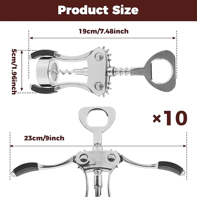 10PCS Wine Bottle Opener Stainless Steel Beer Bottle Opener Corkscrew Wine Opener Wine Corkscrew Manual Wing Corkscrew Elegant Wine Opener Tool