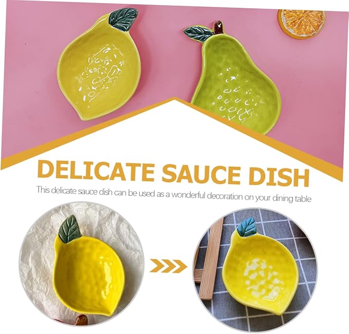 Sosoport Creative Ceramic Fruit Shaped Sauce Dish Condiment Container for Dipping Sauce Vinegar and Seasoning Unique Appetizer Plate for Sushi and Salads