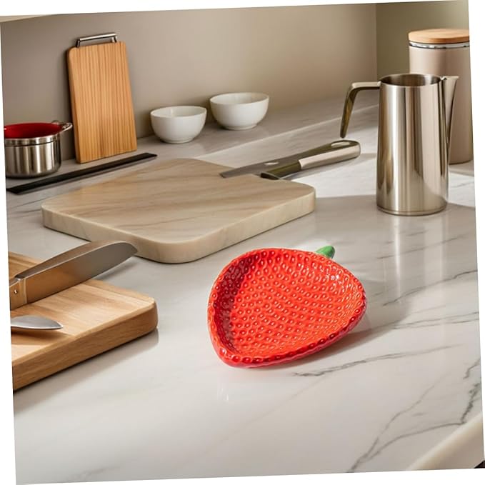 Cabilock Strawberry Shaped Ceramic Snack Plate Charming Porcelain Appetizer Dish for Sushi Pastries and Desserts Decorative Dessert Tray for Home Gatherings and Outdoor Picnics