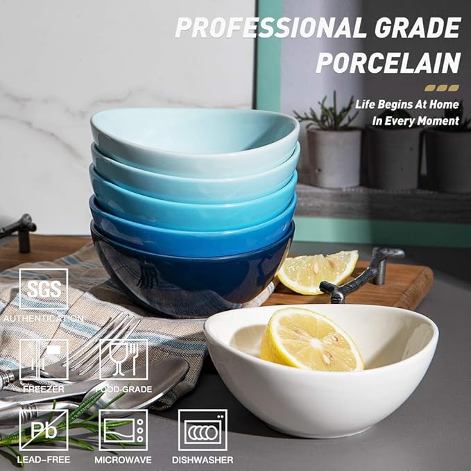 Sweejar Ceramic Small Bowls Set, 8 OZ for Ice Cream, Dessert, Small Side Dishes, Salad, Fruit Set of 6 (Similarcolour)
