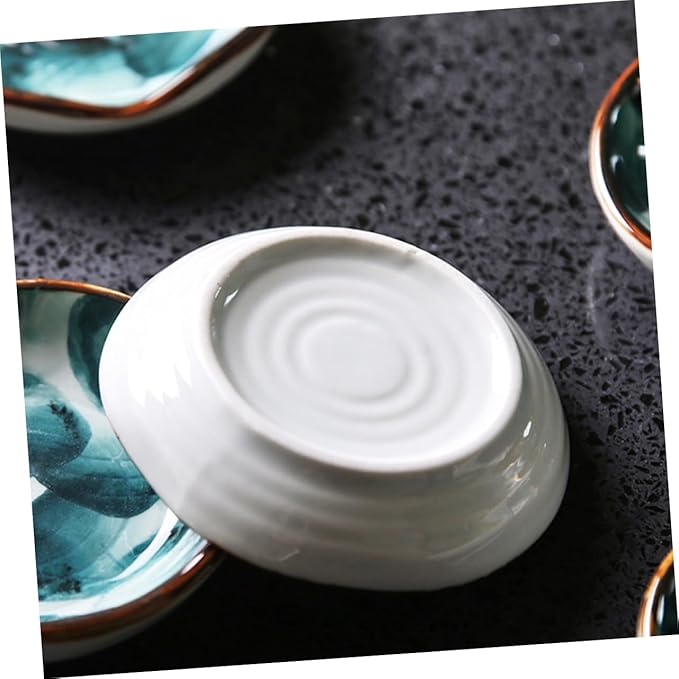 GLEAVI 2pcs Quality Material Hand-painted Ceramic Discs Japanese Style Decorative Trays for Snacks Sauce for Boys and Girls Food Dipping Bowl Seasoning Dish Condiment Tray Appetizer Plate