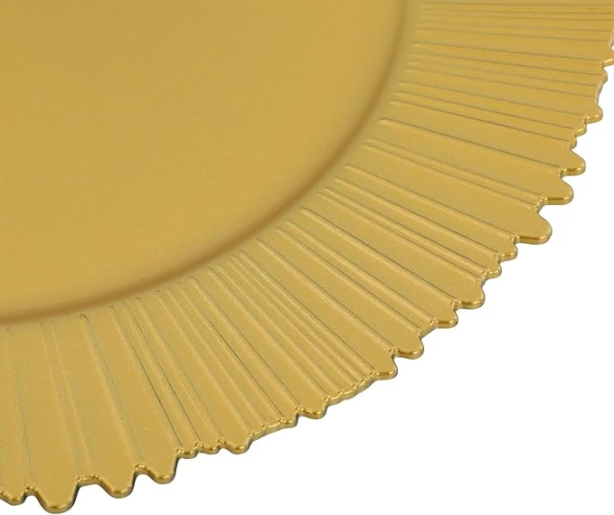 100 Pcs Antique Charger Plates Bulk 13 Inch Embossed Rim Plastic Party Dinner Plate Chargers Round Decorative Server Plate for Wedding Party Event Tableware (100pcs-gold1)