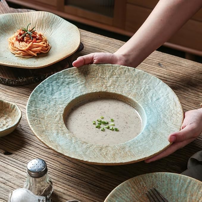 Round Ceramic Plate For Steak And Western Food Tableware For Home And Hotel(4.5inchbowl)